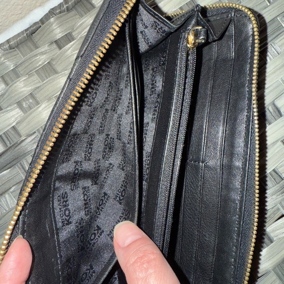 Michael Kors Quilted Black Leather Accordion Zip Wallet Organizer- Gold Accents - Picture 5 of 15